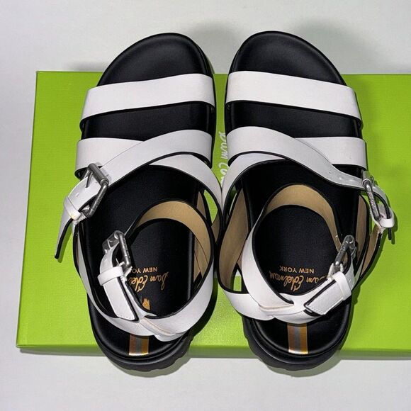 Sam Edelman Eleanor white leather ankle strap platform chunky sandals Women's 7 - Picture 3 of 9